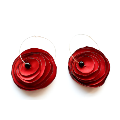 Satin fabric earrings in silver hook.png